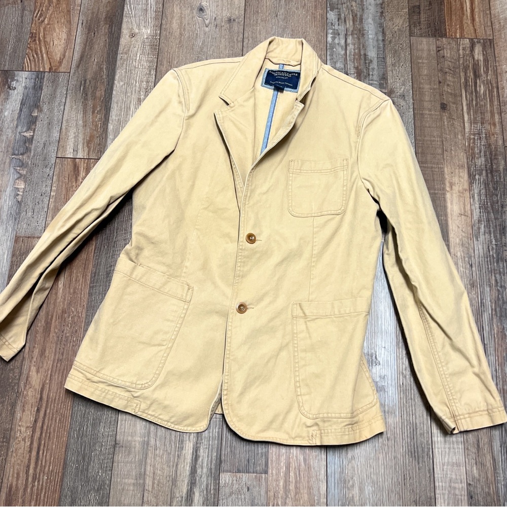 American Eagle Outfitters Men Khaki Cotton Blazer Jacket Size M